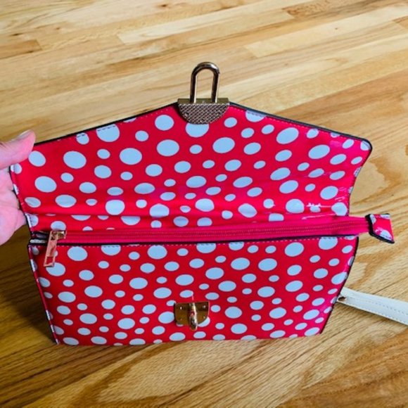 **HP 2Xs** NWOT beautiful pink/white polka dot purse/wristlet - Picture 6 of 14
